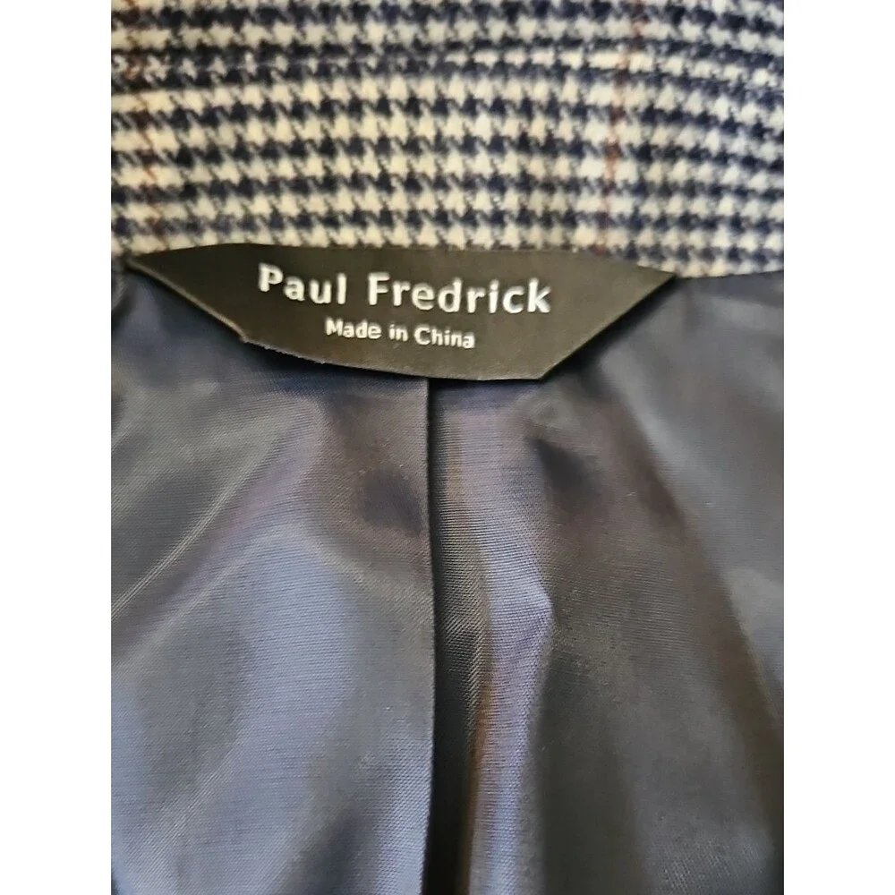 NWT Paul Fredrick Navy & Tan Plaid Blazer Men's 52L